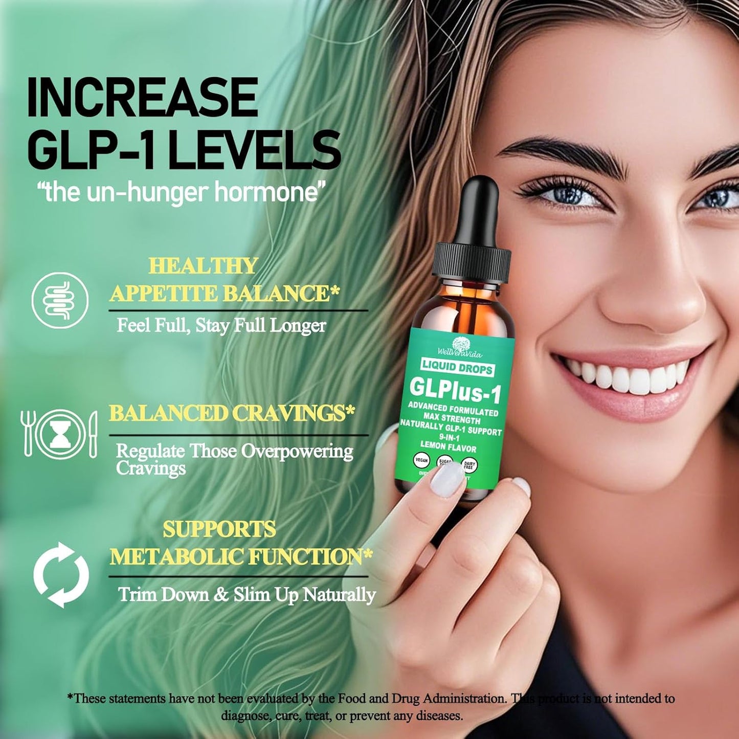 GLP-1 Supplement for Women & Men, 9-in-1 Naturally GLP-1 Support w. Berberine HCI Cyelon Cinnamon Green Tea Eriocitrin, GLP1 for Gut Digestion Metabolic, GLP-1 Drops 6X Stronger Than Capsules