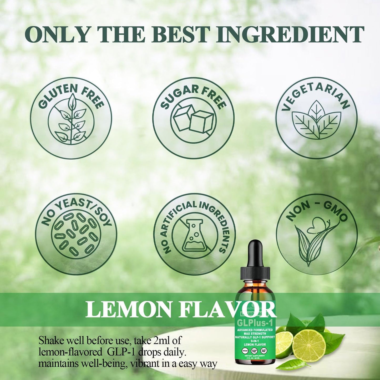 GLP-1 Supplement for Women & Men, 9-in-1 Naturally GLP-1 Support w. Berberine HCI Cyelon Cinnamon Green Tea Eriocitrin, GLP1 for Gut Digestion Metabolic, GLP-1 Drops 6X Stronger Than Capsules
