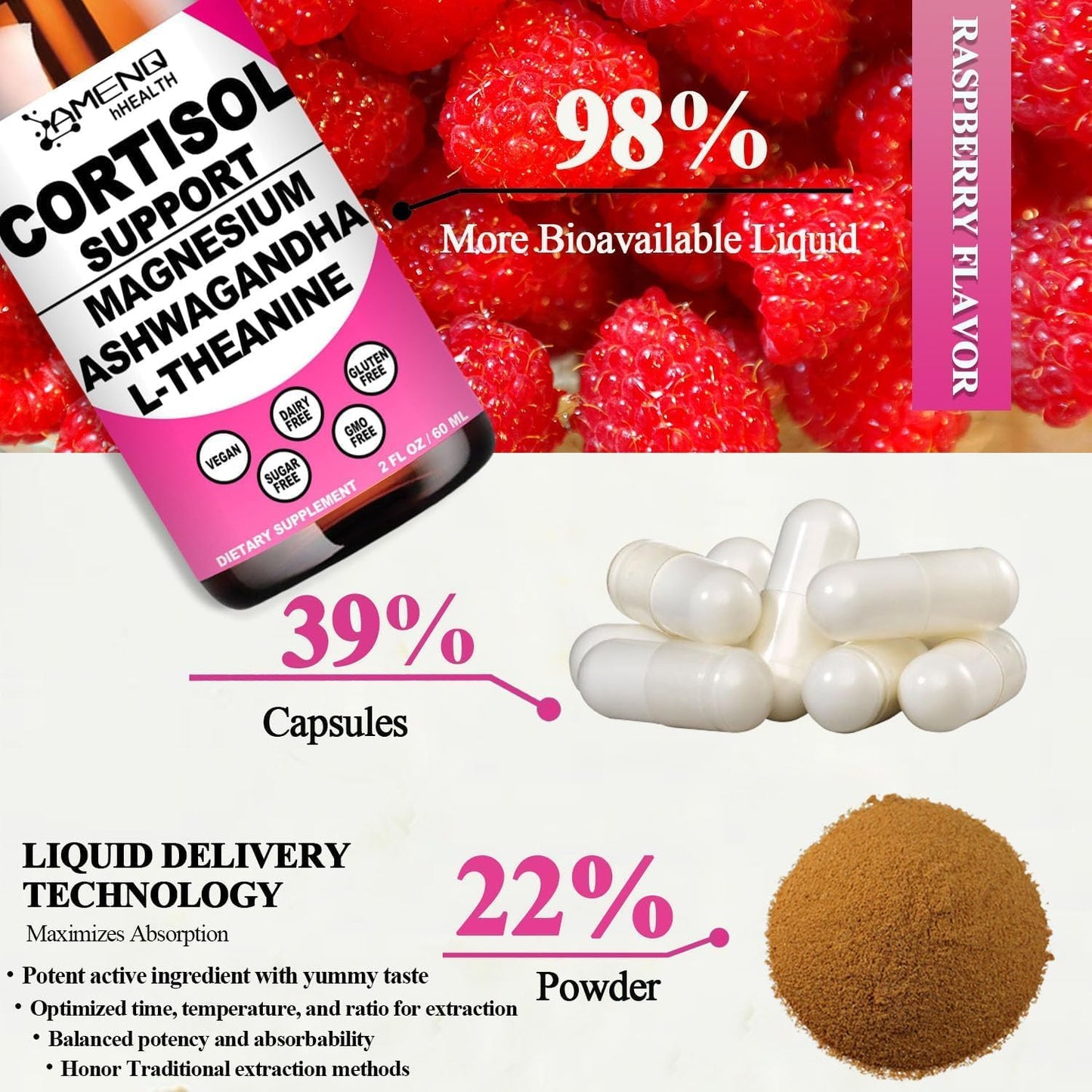 Cortisol Supplement Liquid Drops, 17-in-1 Cortisol Reducer w. Ksm-66 Ashwagandha Theanine Rhodiola Rosea Magnesium Phosphatidylserine, Hormone Balanced & Lower Cortisol for Women Calm* Relaxation