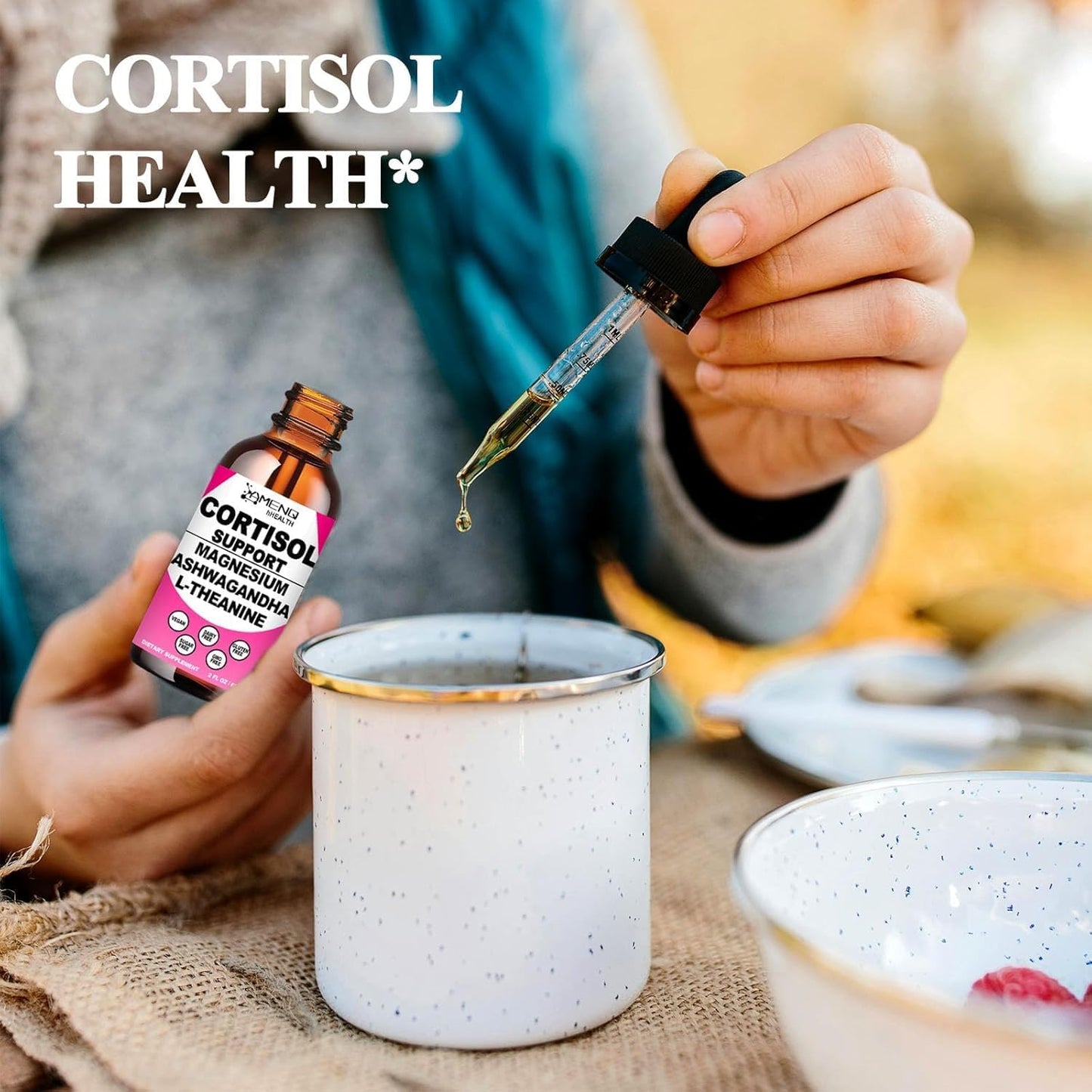 Cortisol Supplement Liquid Drops, 17-in-1 Cortisol Reducer w. Ksm-66 Ashwagandha Theanine Rhodiola Rosea Magnesium Phosphatidylserine, Hormone Balanced & Lower Cortisol for Women Calm* Relaxation