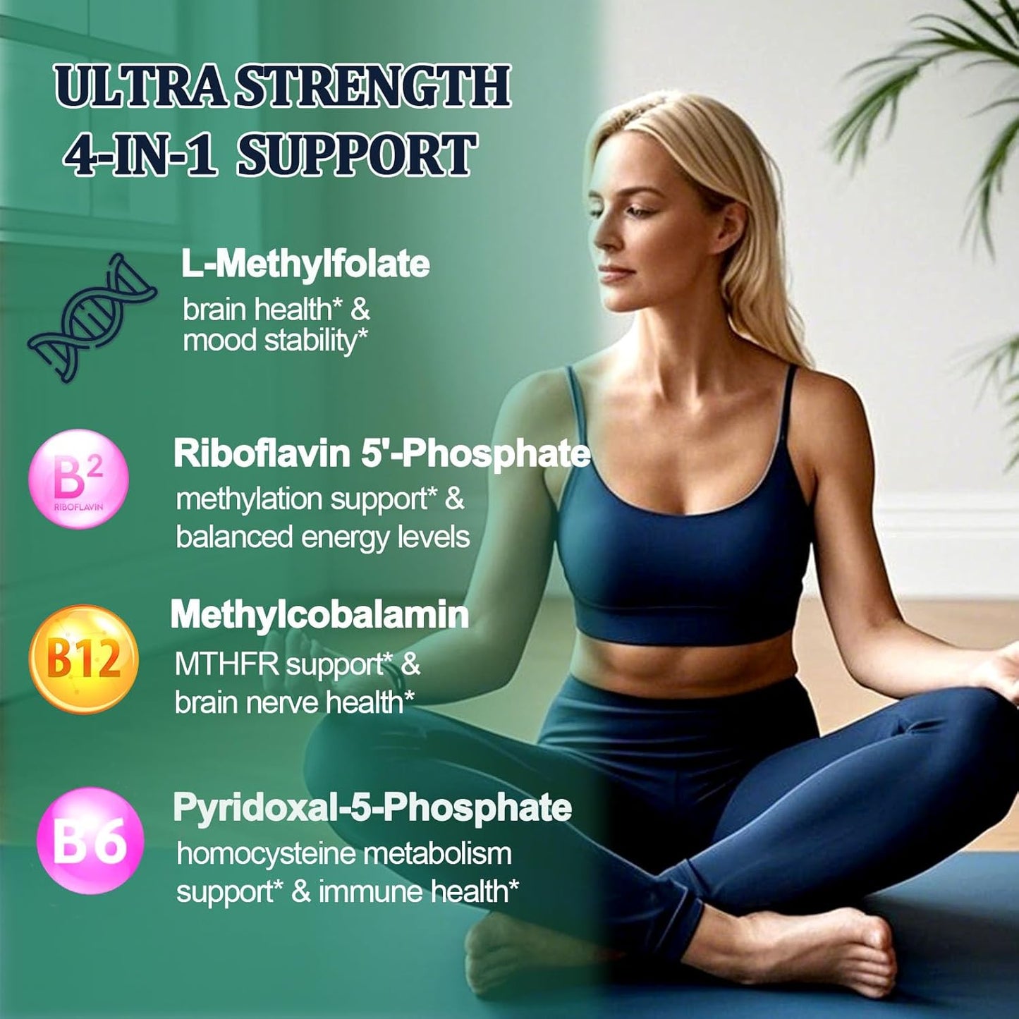 Methylfolate Supplement Liquid Drops, L Methyl Folate 15mg Plus Methyl B12, B6, B2 Multivitamin, Metabolically Active 5-MTHF Form for Mood Homocysteine Methylation Cognition Energy Nerve Health*