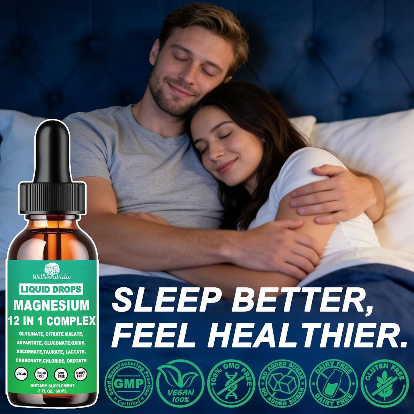Magnesium Complex 700mg, 12 in 1 Magnesium Supplement with Glycinate Citrate Malate Oxide Taurate Aspartate Orotate Magnesium Relaxation, Muscle, Sleep Support, High Absorption Liquid Magnesium丨Vegan